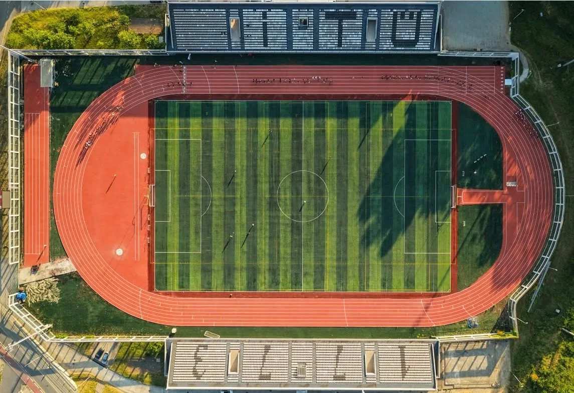 ITU Stadium athletics track, aerial view